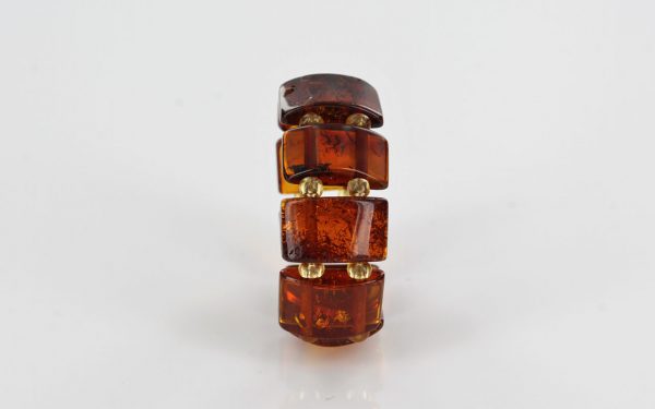 GERMAN BALTIC Deep orange cognac AMBER Handmade Elastic Ring RB034 RRP £35!!!