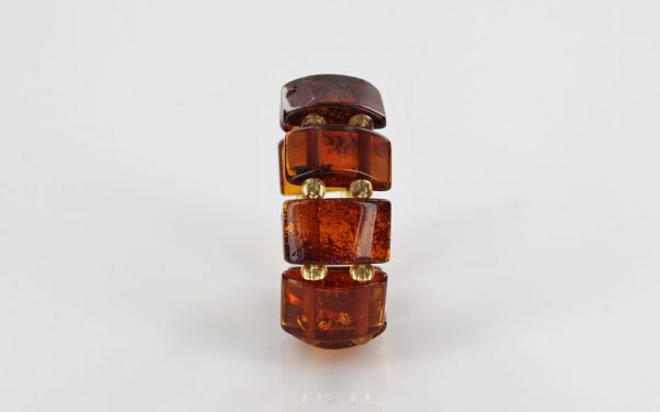 GERMAN BALTIC Deep orange cognac AMBER Handmade Elastic Ring RB034 RRP £35!!!