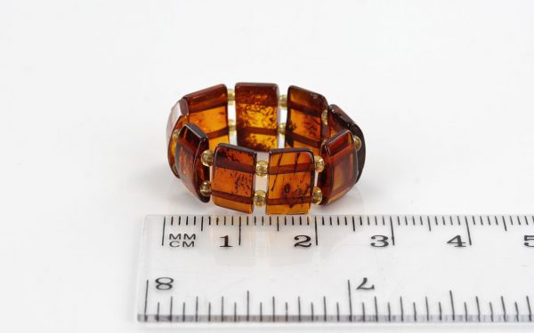 GERMAN BALTIC Deep orange cognac AMBER Handmade Elastic Ring RB034 RRP £35!!!