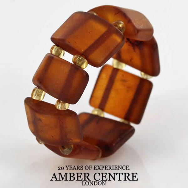 Rich Classic Cognac German BALTIC AMBER Handmade Elastic Ring RB035 RRP£35!!!