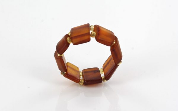 Rich Classic Cognac German BALTIC AMBER Handmade Elastic Ring RB035 RRP£35!!!