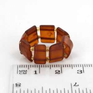 Rich Classic Cognac German BALTIC AMBER Handmade Elastic Ring RB035 RRP£35!!!