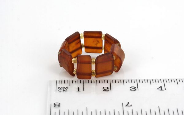 Rich Classic Cognac German BALTIC AMBER Handmade Elastic Ring RB035 RRP£35!!!