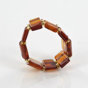 Rich Classic Cognac German BALTIC AMBER Handmade Elastic Ring RB036 RRP£35!!!