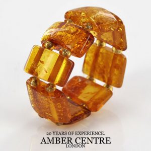 Opaque Rich Fiery Orange German BALTIC AMBER Handmade Elastic Ring RB038 RRP£35!!!