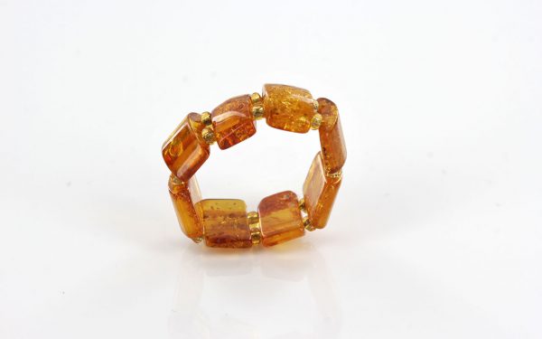 Opaque Rich Fiery Orange German BALTIC AMBER Handmade Elastic Ring RB038 RRP£35!!!