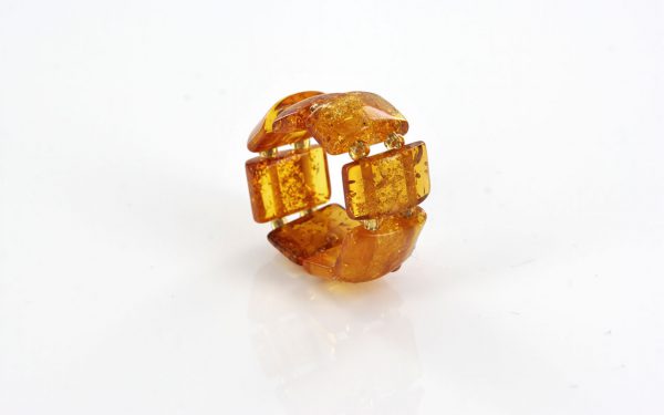 Opaque Rich Fiery Orange German BALTIC AMBER Handmade Elastic Ring RB038 RRP£35!!!
