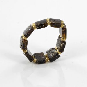 Precious Vintage German Green BALTIC AMBER Handmade Elastic Ring RB041 RRP£45!!!