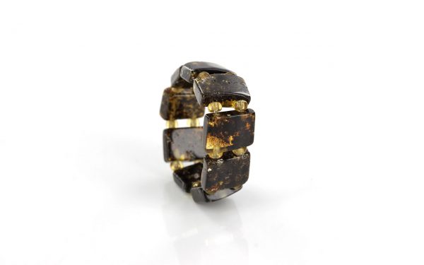 Precious Vintage German Green BALTIC AMBER Handmade Elastic Ring RB041 RRP£45!!!