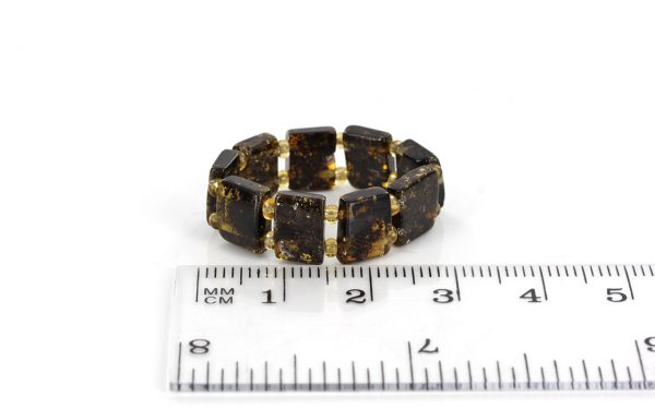 Precious Vintage German Green BALTIC AMBER Handmade Elastic Ring RB041 RRP£45!!!