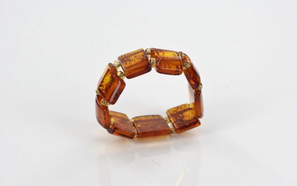Dark Fiery Orange German Baltic Amber Handmade Elastic Ring RB042 RRP£35!!!