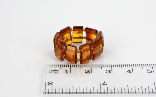 Dark Fiery Orange German Baltic Amber Handmade Elastic Ring RB042 RRP£35!!!