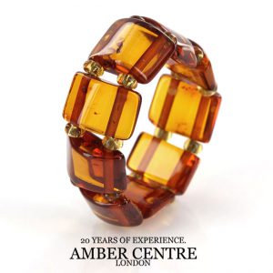 German Baltic Dark Fiery Orange Amber Handmade Elastic Ring RB045 RRP £35!!!