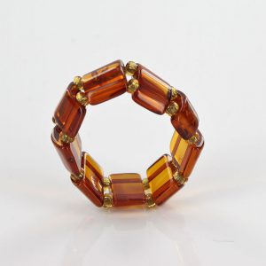 German Baltic Dark Fiery Orange Amber Handmade Elastic Ring RB045 RRP £35!!!