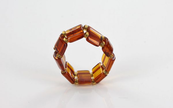 German Baltic Dark Fiery Orange Amber Handmade Elastic Ring RB045 RRP £35!!!