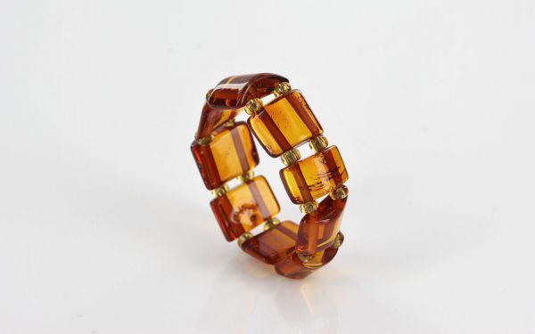 German Baltic Dark Fiery Orange Amber Handmade Elastic Ring RB045 RRP £35!!!