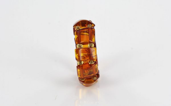 German Baltic Dark Fiery Orange Amber Handmade Elastic Ring RB045 RRP £35!!!
