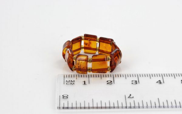 German Baltic Dark Fiery Orange Amber Handmade Elastic Ring RB045 RRP £35!!!