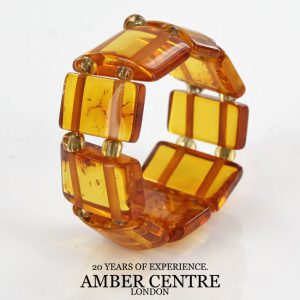 German Baltic Rich Fiery Orange Amber Handmade Elastic Ring RB046 RRP £35!!!