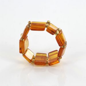 German Baltic Rich Fiery Orange Amber Handmade Elastic Ring RB046 RRP £35!!!