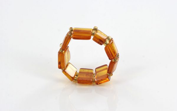 German Baltic Rich Fiery Orange Amber Handmade Elastic Ring RB046 RRP £35!!!