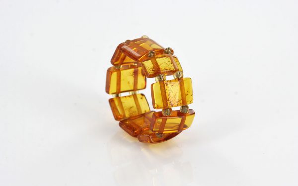 German Baltic Rich Fiery Orange Amber Handmade Elastic Ring RB046 RRP £35!!!