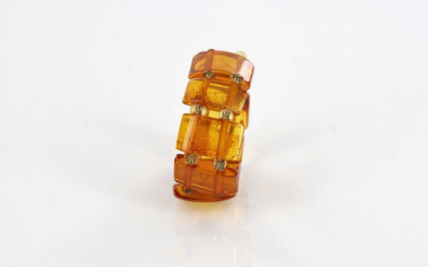 German Baltic Rich Fiery Orange Amber Handmade Elastic Ring RB046 RRP £35!!!