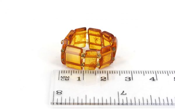 German Baltic Rich Fiery Orange Amber Handmade Elastic Ring RB046 RRP £35!!!