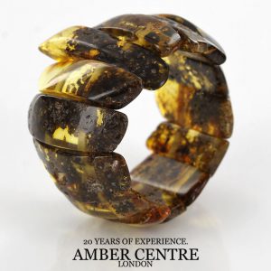 GERMAN BALTIC UNIQUE GREEN AMBER HANDMADE ELASTIC RING RB047 RRP £45!!!