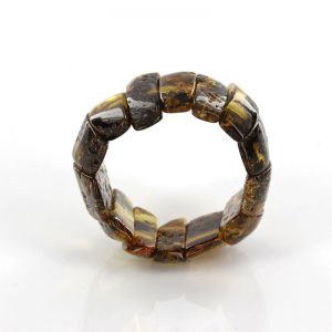 GERMAN BALTIC UNIQUE GREEN AMBER HANDMADE ELASTIC RING RB047 RRP £45!!!