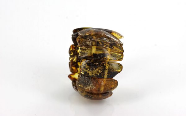 GERMAN BALTIC UNIQUE GREEN AMBER HANDMADE ELASTIC RING RB047 RRP £45!!!