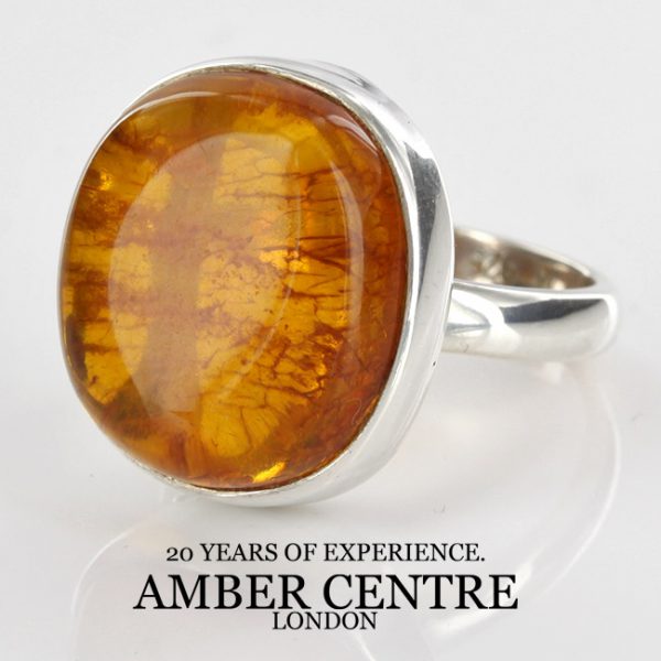 Handmade Antique German Baltic Amber 925 Silver Ring WR216 RRP£80!!! Size M