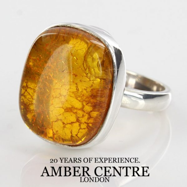 German Baltic Amber In 925 Silver Handmade Elegant Ring WR235 RRP£70!!! Size L 1/2(52)