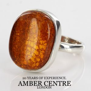 German Baltic Amber In 925 Silver Handmade Elegant Ring WR236 RRP£70!!! Size M