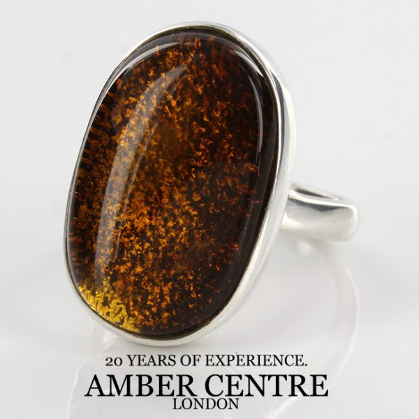 German Antique Baltic Amber In 925 Silver Handmade Ring WR240 RRP£80!!! Size N