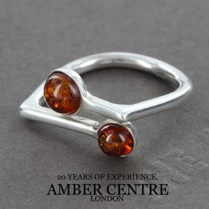 German Baltic Amber Unique Design 925 Silver Handmade Ring WR254 RRP£30!!! Size N