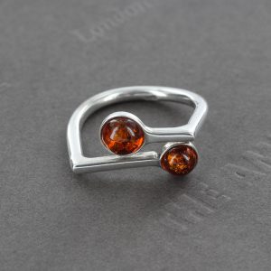 German Baltic Amber Unique Design 925 Silver Handmade Ring WR254 RRP£30!!! Size N