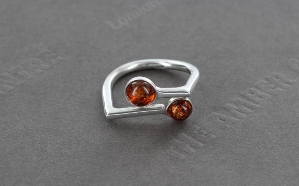 German Baltic Amber Unique Design 925 Silver Handmade Ring WR254 RRP£30!!! Size N