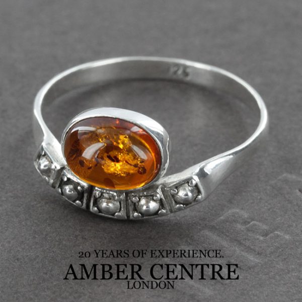 German Baltic Amber In Styled 925 Silver Handmade Ring WR264 RRP£20!!! Size P(56)