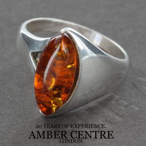 Handmade German Baltic Amber 925 Sliver Elegant Ring WR270 RRP£40!!! Size L