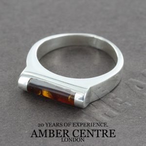 German Baltic Amber Tube Shaped Design 925 Silver Handmade Ring WR287 RRP£45!!! Size Q,P,N,K,L