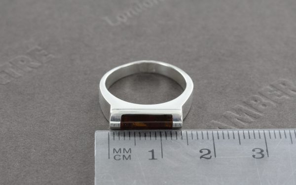 German Baltic Amber Tube Shaped Design 925 Silver Handmade Ring WR287 RRP£45!!! Size Q,P,N,K,L