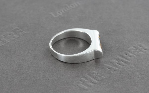 German Baltic Amber Tube Shaped Design 925 Silver Handmade Ring WR287 RRP£45!!! Size Q,P,N,K,L