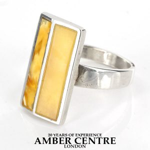 HANDMADE GERMAN BALTIC UNIQUE BUTTERSCOTCH AMBER RING 925 SILVER WR061 RRP£120!!!