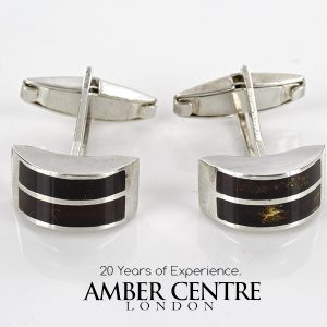 Italian Made Cufflinks German Baltic Amber In 925 Sterling Silver CF005 RRP£99!