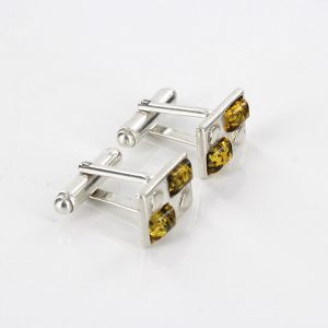 Italian Cufflinks German Green Baltic Amber 925 Sterling Silver CF006 RRP£95!!!