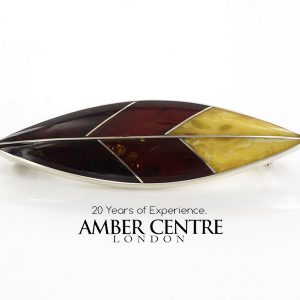 Modern Handmade German Baltic Amber Brooch in 925 Silver Handmade BD012 RRP£100!!!