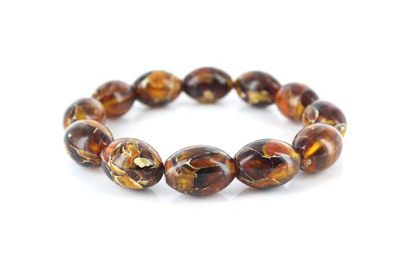 Genuine German Handmade Mosaic Style Unique Amber Bracelet- W094 RRP£90!!!