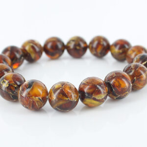 Genuine German Handmade Mosaic Style Unique Amber Bracelet- W096 RRP£125!!!