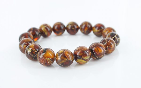 Genuine German Handmade Mosaic Style Unique Amber Bracelet- W096 RRP£125!!!